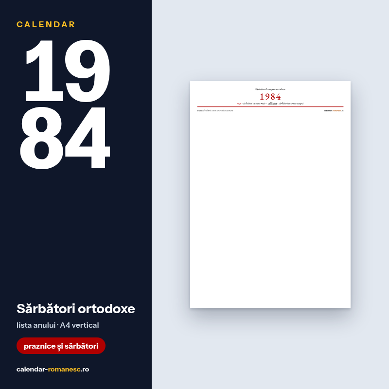 Sărbători ortodoxe 1984 - PDF de imprimat