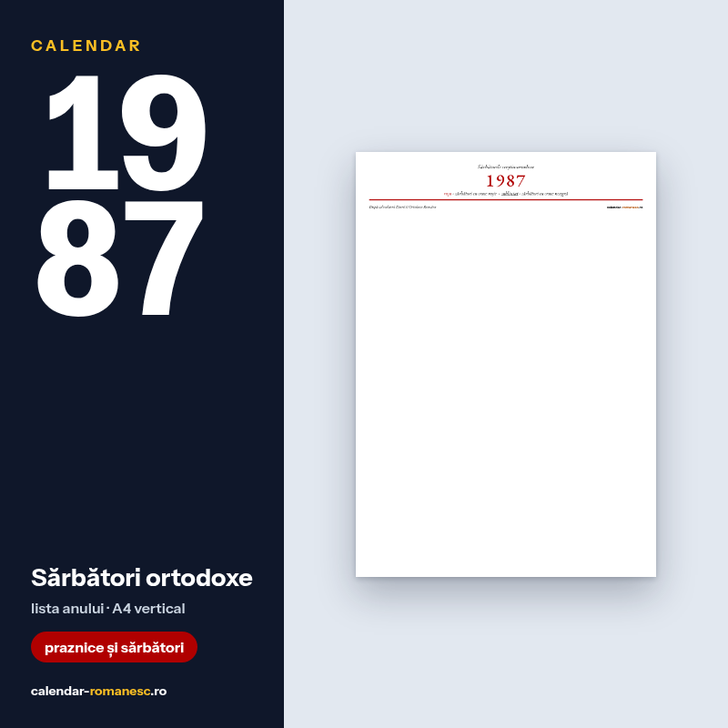Sărbători ortodoxe 1987 - PDF de imprimat