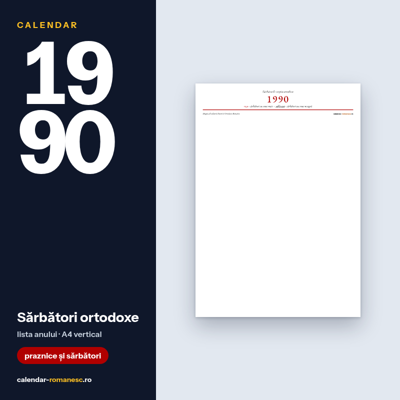 Sărbători ortodoxe 1990 - PDF de imprimat