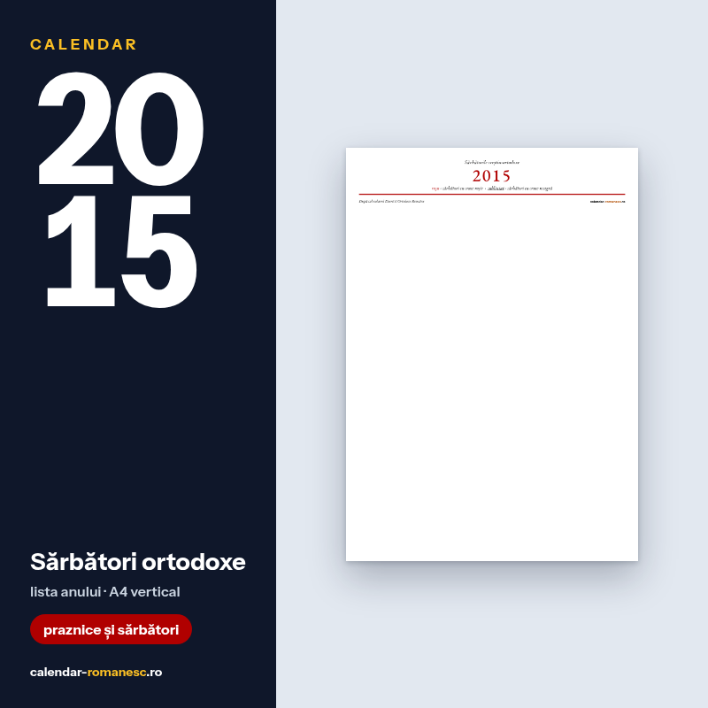 Sărbători ortodoxe 2015 - previzualizare
