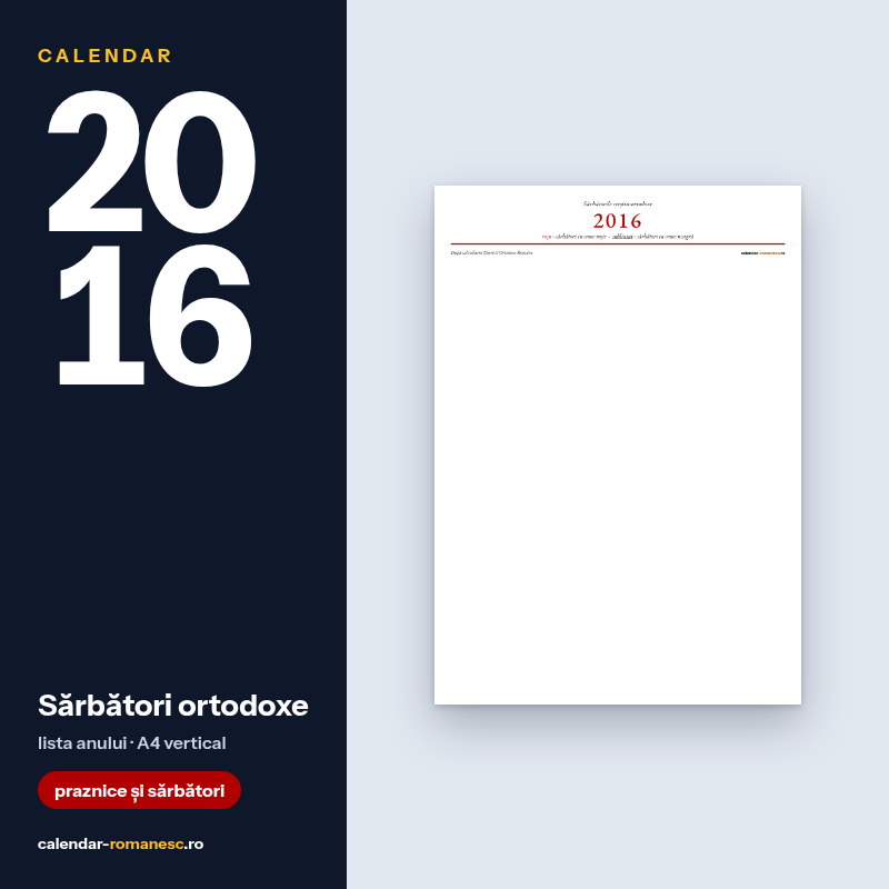 Sărbători ortodoxe 2016 - previzualizare