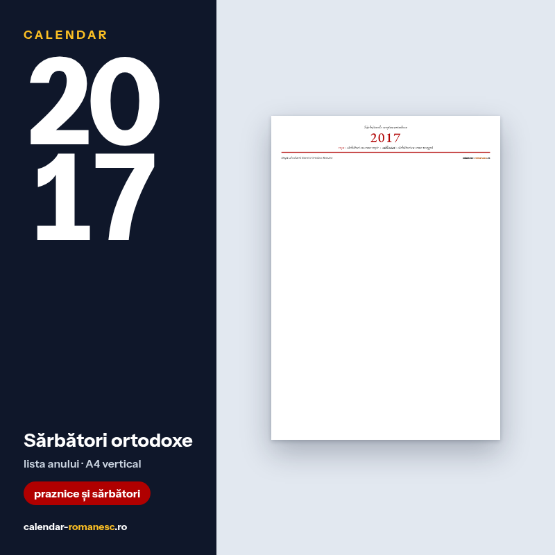 Sărbători ortodoxe 2017 - previzualizare