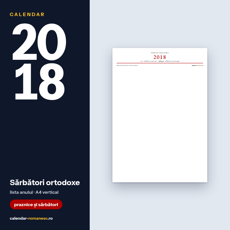 Sărbători ortodoxe 2018 - previzualizare