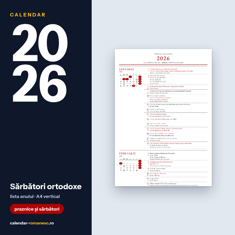 Sărbători ortodoxe 2026 - previzualizare