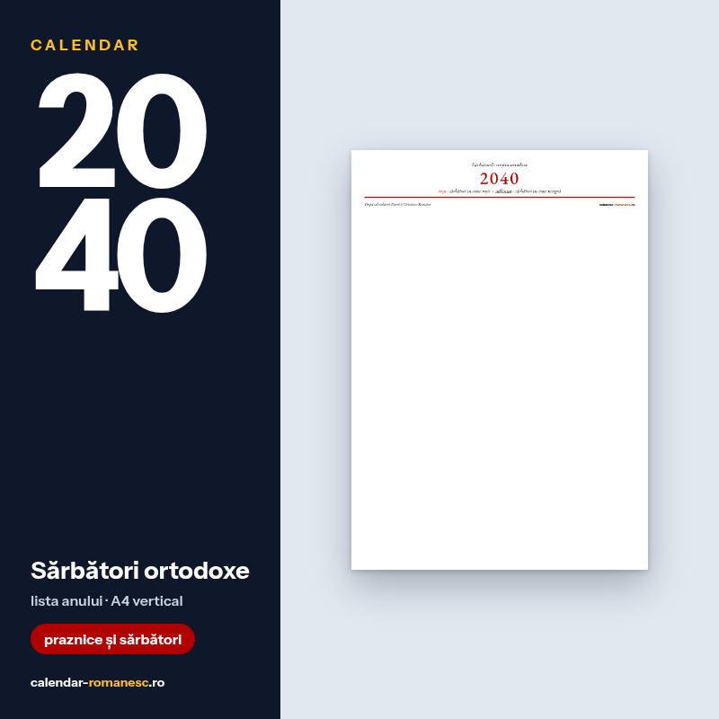 Sărbători ortodoxe 2040 - previzualizare