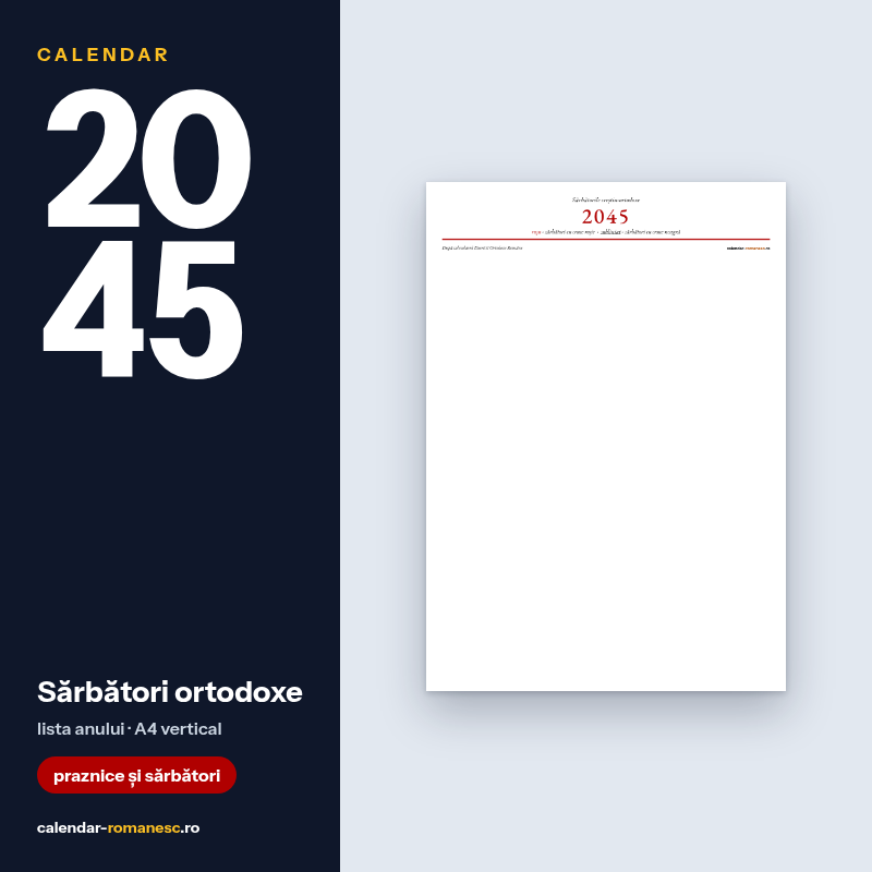 Sărbători ortodoxe 2045 - previzualizare