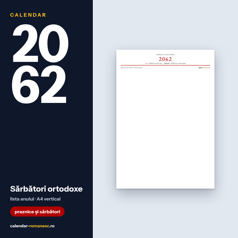 Sărbători ortodoxe 2062 - PDF de imprimat