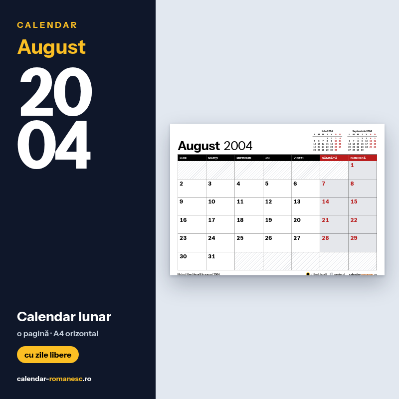Calendar August 2004 de imprimat