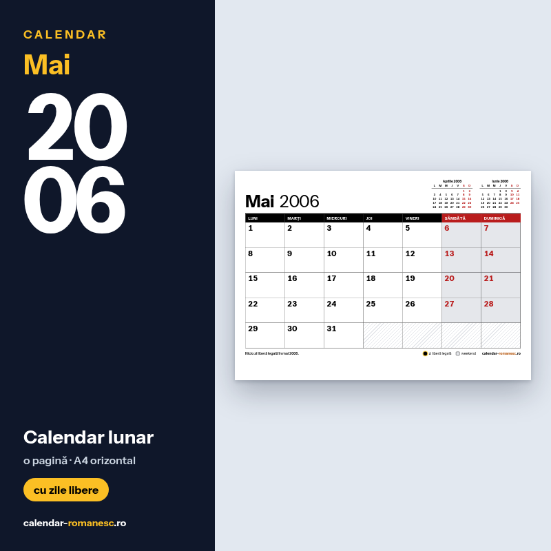 Calendar Mai 2006 de imprimat