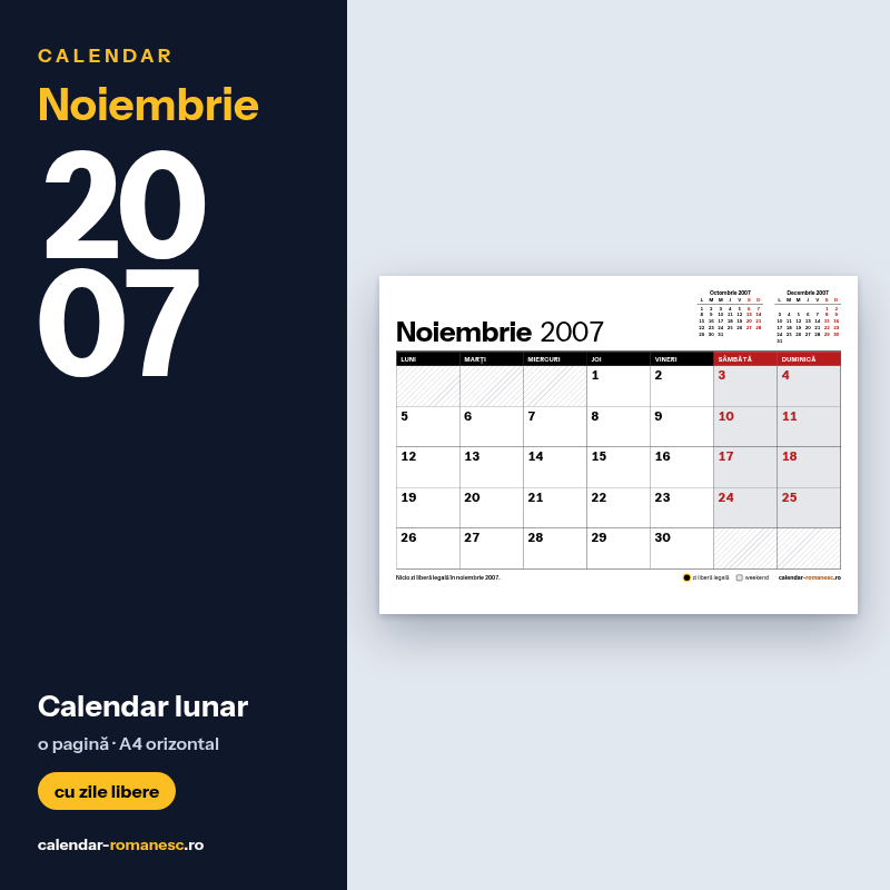 Calendar Noiembrie 2007 de imprimat