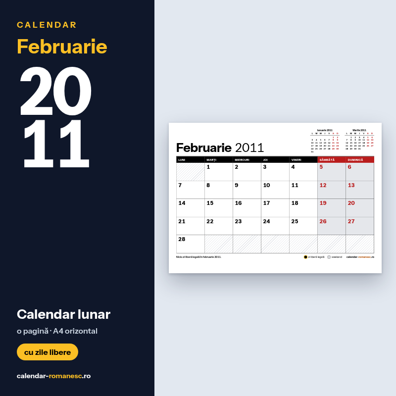 Calendar Februarie 2011 de imprimat