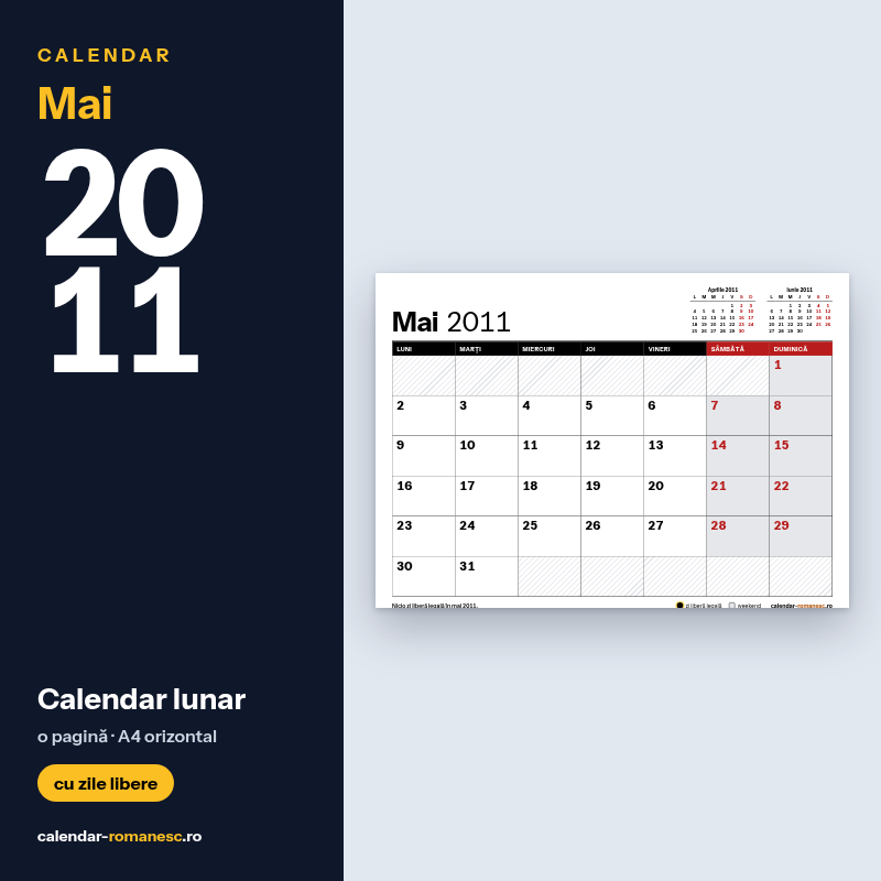Calendar Mai 2011 de imprimat