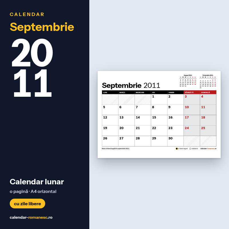 Calendar Septembrie 2011 de imprimat