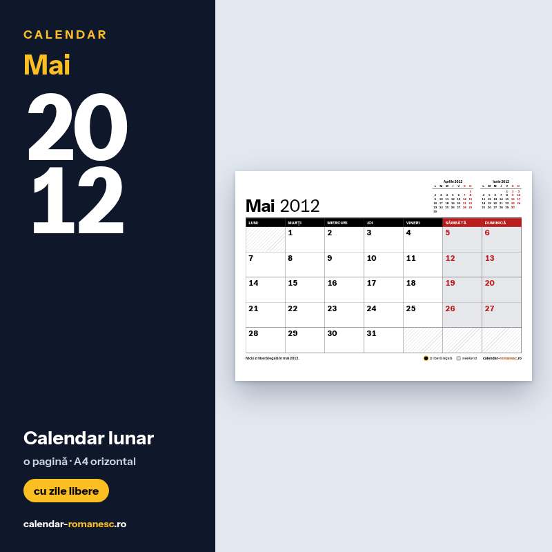 Calendar Mai 2012 de imprimat