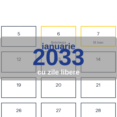 Calendar Ianuarie 2033 de imprimat