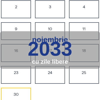 Calendar Noiembrie 2033 de imprimat