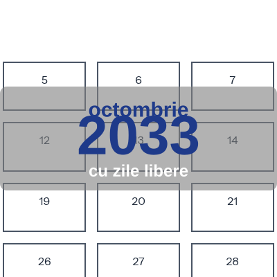 Calendar Octombrie 2033 de imprimat
