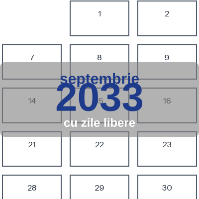 Calendar Septembrie 2033 de imprimat