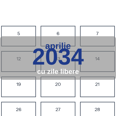 Calendar Aprilie 2034 de imprimat