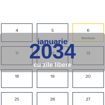 Calendar Ianuarie 2034 de imprimat