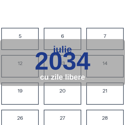 Calendar Iulie 2034 de imprimat