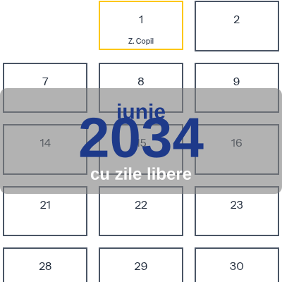 Calendar Iunie 2034 de imprimat