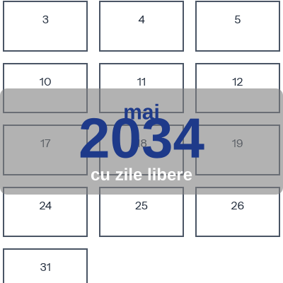 Calendar Mai 2034 de imprimat