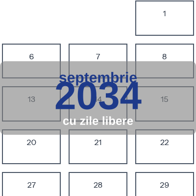 Calendar Septembrie 2034 de imprimat