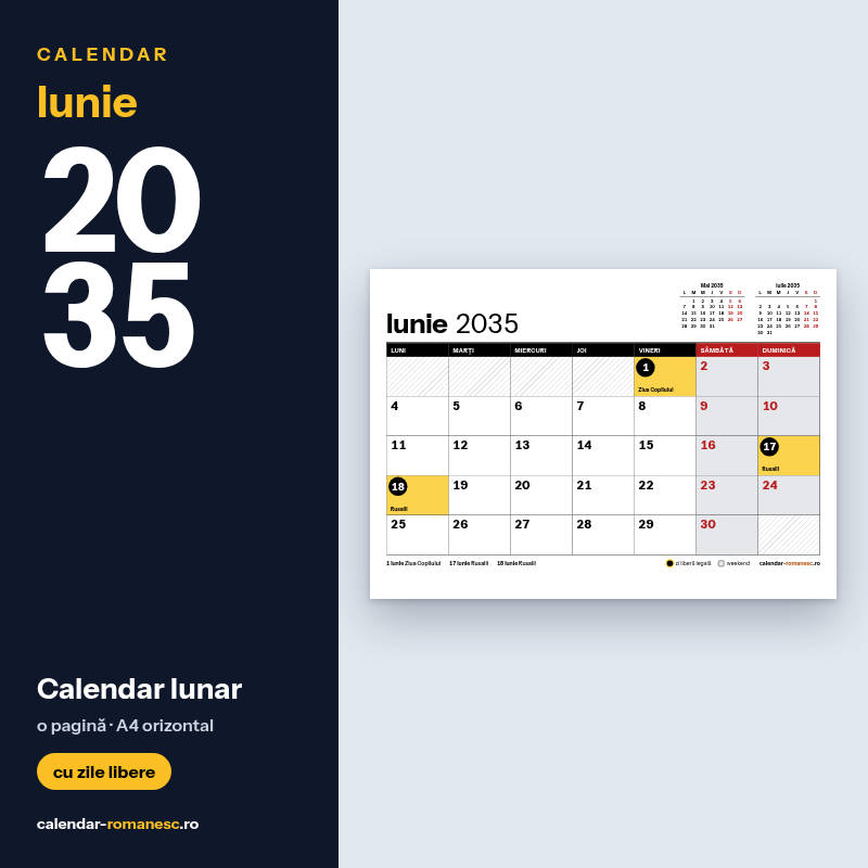 Calendar Iunie 2035 de imprimat