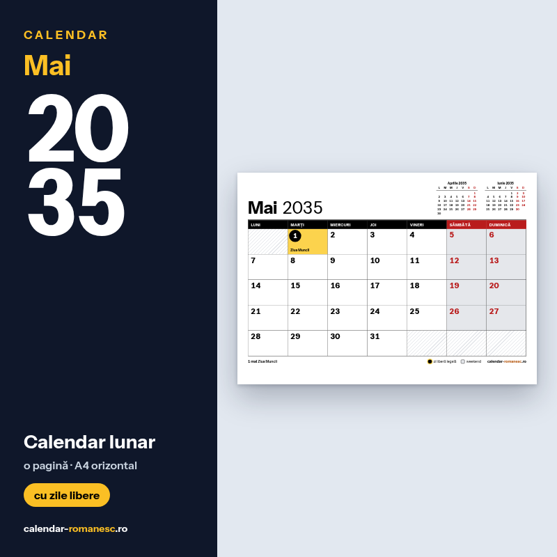 Calendar Mai 2035 de imprimat