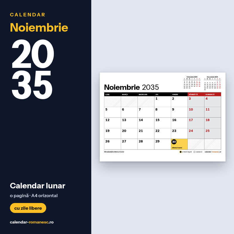 Calendar Noiembrie 2035 de imprimat