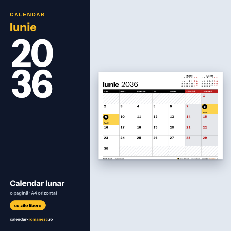Calendar Iunie 2036 de imprimat