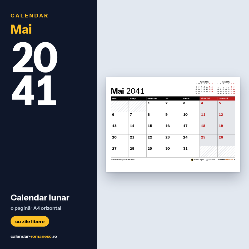 Calendar Mai 2041 de imprimat
