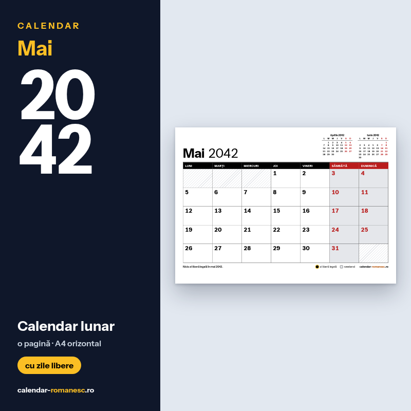 Calendar Mai 2042 de imprimat
