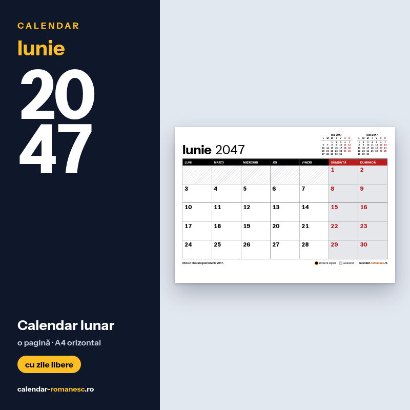 Calendar Iunie 2047 de imprimat