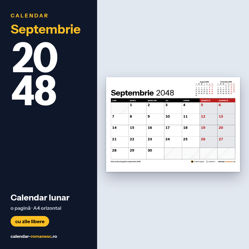Calendar Septembrie 2048 de imprimat