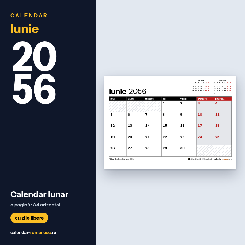 Calendar Iunie 2056 de imprimat