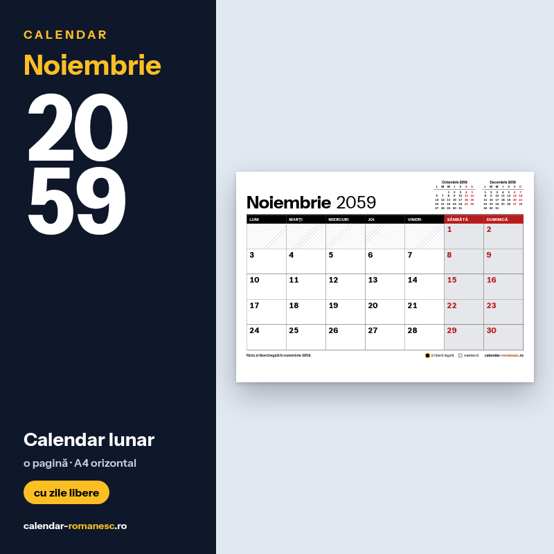Calendar Noiembrie 2059 de imprimat