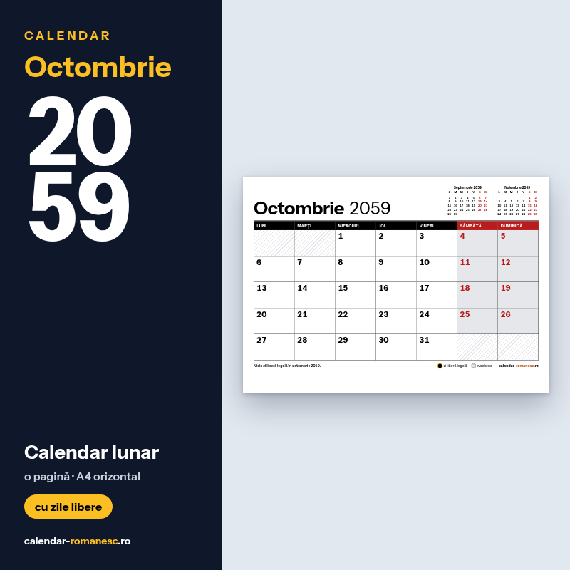 Calendar Octombrie 2059 de imprimat