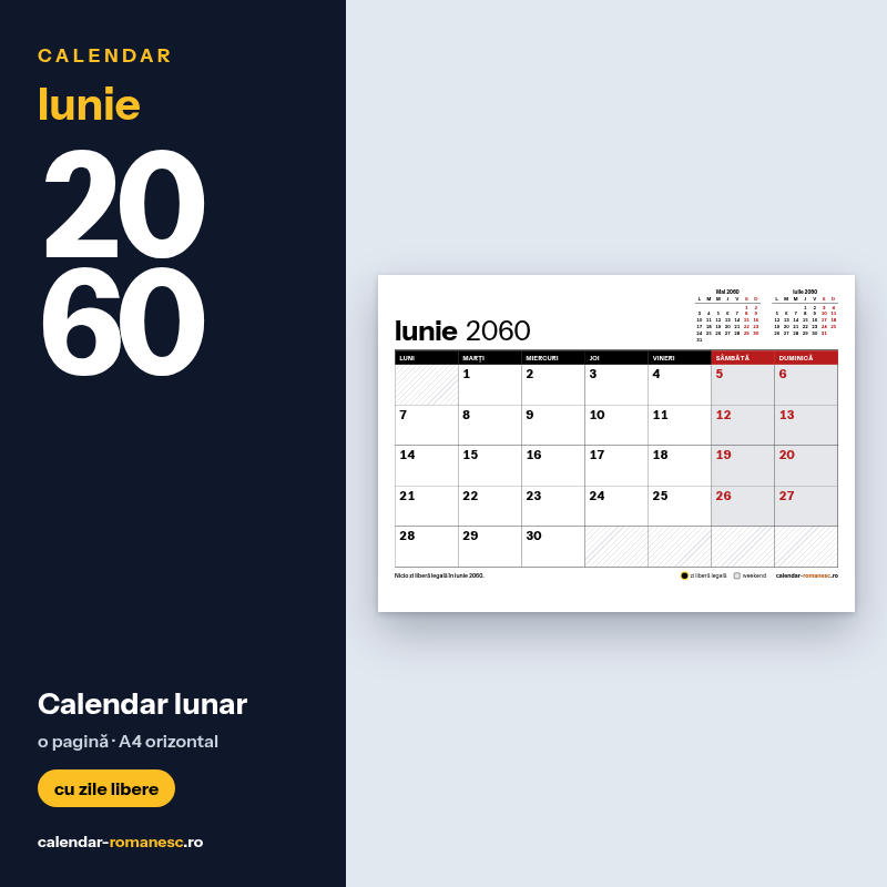 Calendar Iunie 2060 de imprimat