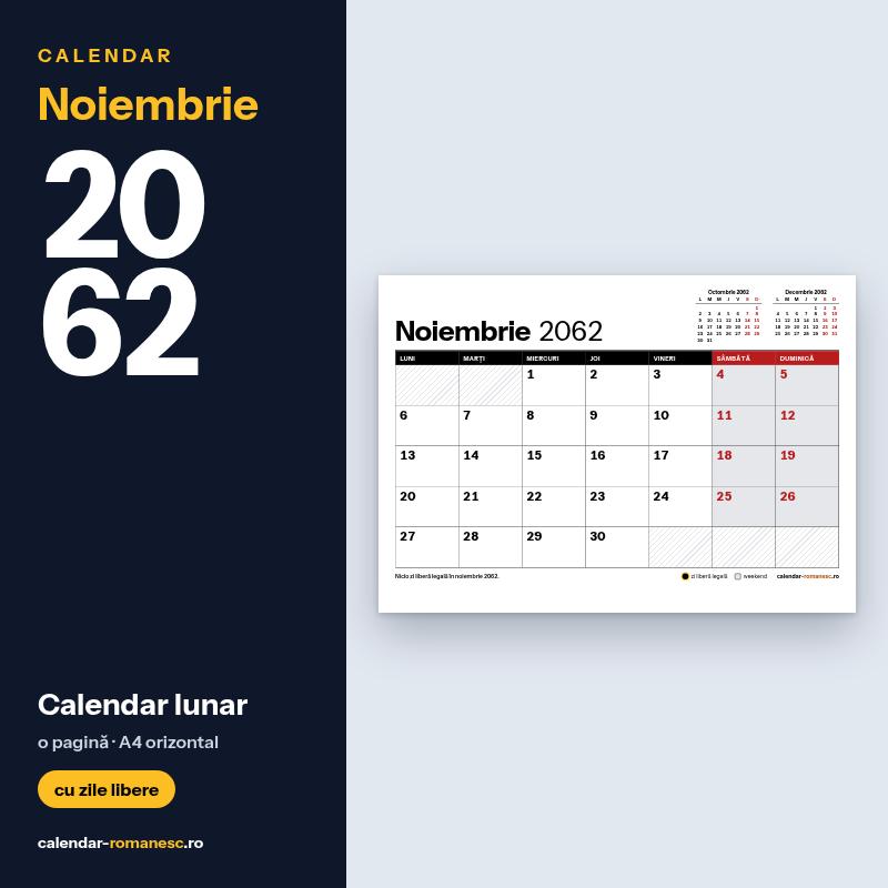 Calendar Noiembrie 2062 de imprimat