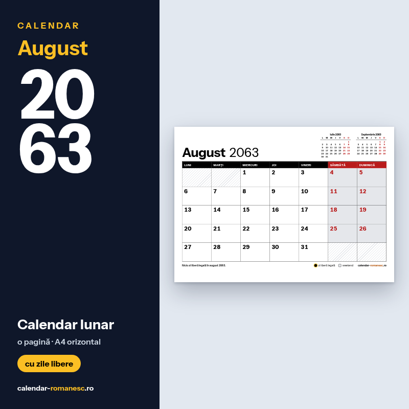 Calendar August 2063 de imprimat