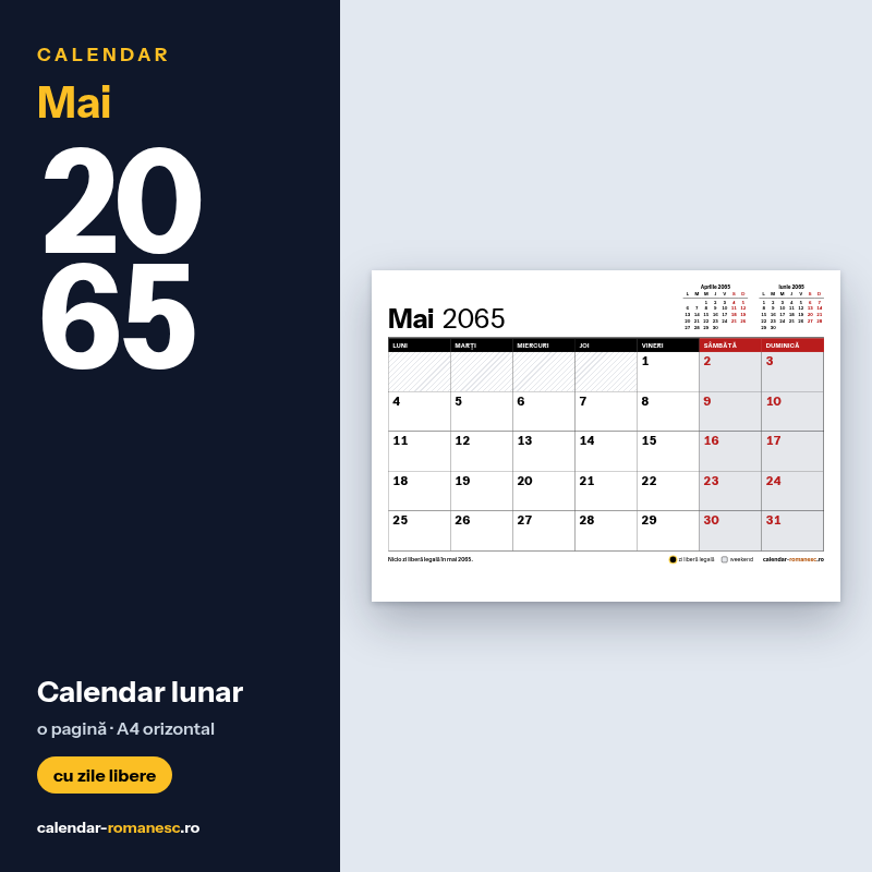 Calendar Mai 2065 de imprimat