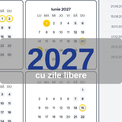 Calendar 2027, stil 1, cu zile libere
